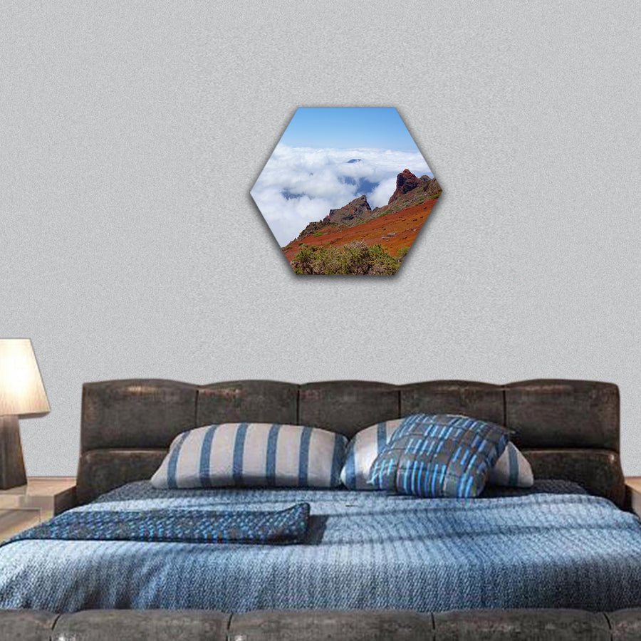 Hiking trail Volcanos in La Palma island, Spain hexagonal canvas wall art