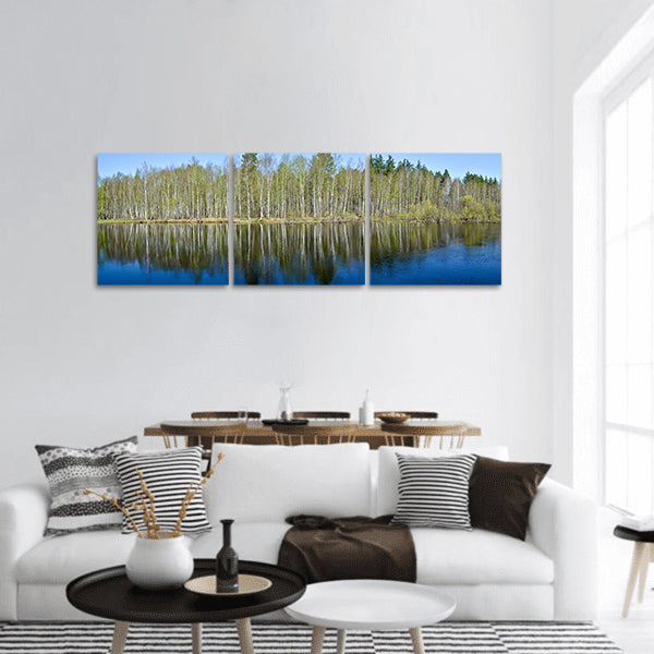 Spring river landscape panoramic canvas wall art