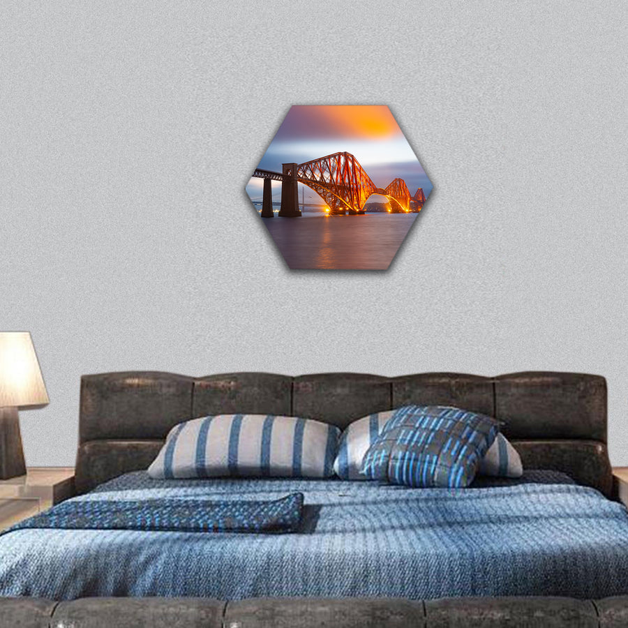 Evening view Forth Bridge, Scotland hexagonal canvas wall art
