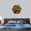 Mushrooms and vegetables hexagonal canvas wall art