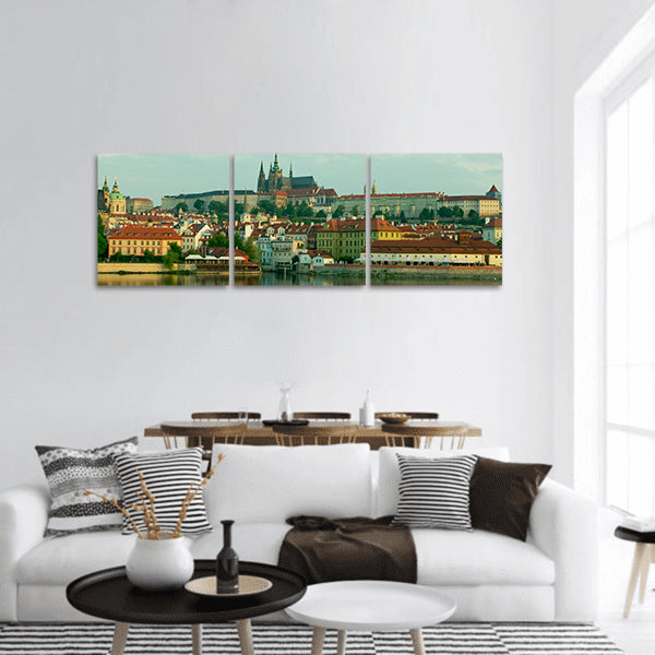 Scenic view on Vltava river panoramic canvas wall art