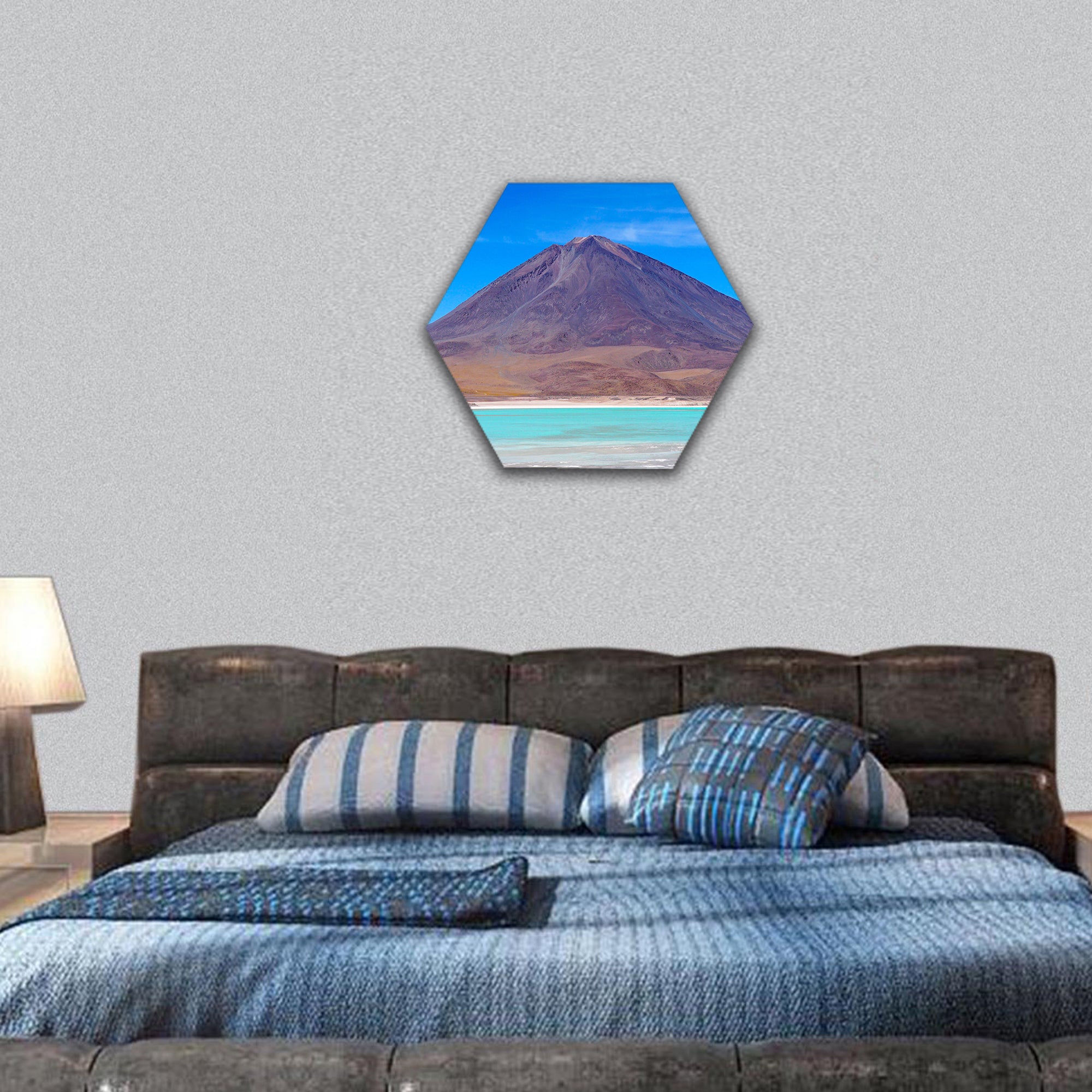 Laguna Verde, Green Lagoon In Bolivia hexagonal canvas wall art