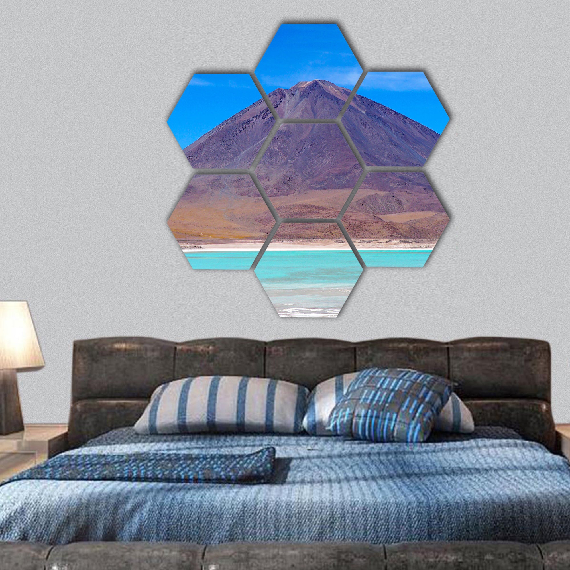 Laguna Verde, Green Lagoon In Bolivia hexagonal canvas wall art