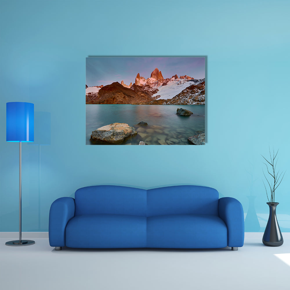 View of Mount Fitzroy during sunrise Argentine Patagonia in Autumn Multi panel canvas wall art
