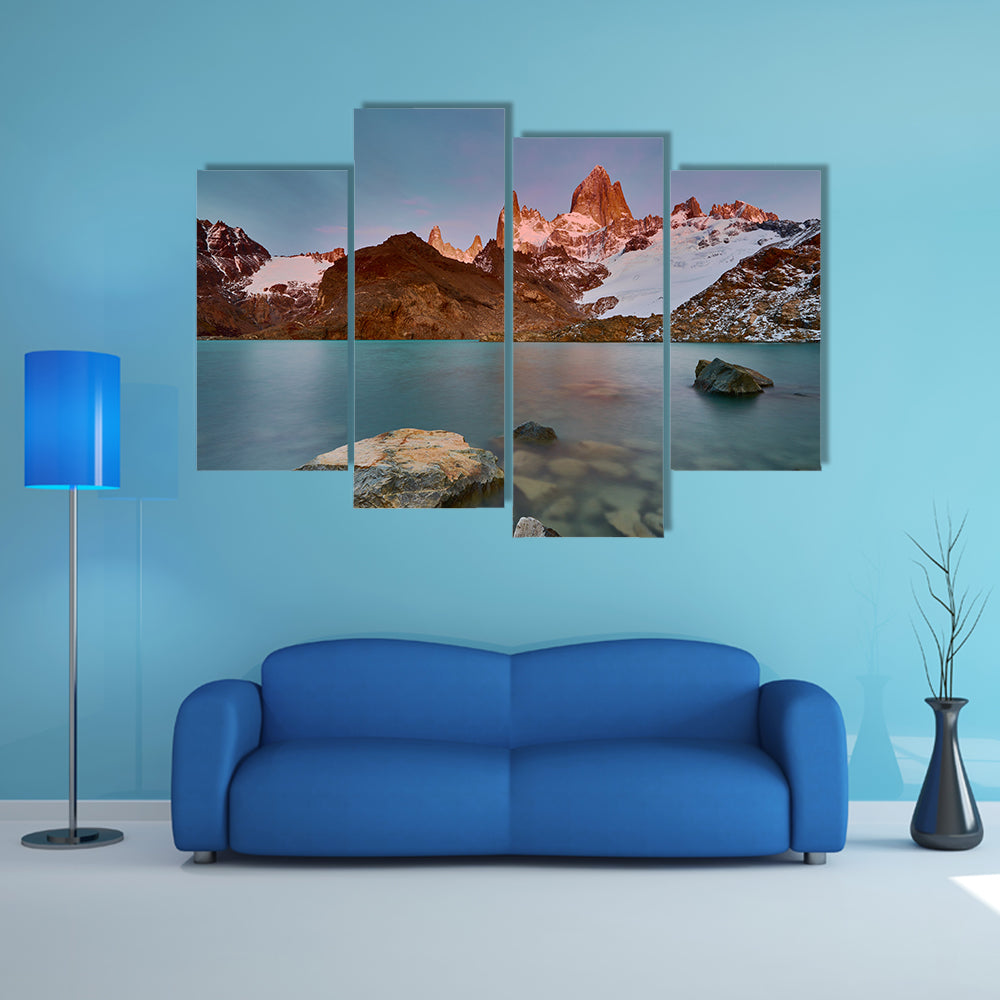 View of Mount Fitzroy during sunrise Argentine Patagonia in Autumn Multi panel canvas wall art