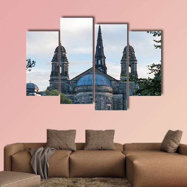 The facade of The Parish Church of St Cuthbert in Edinburgh multi panel canvas wall art