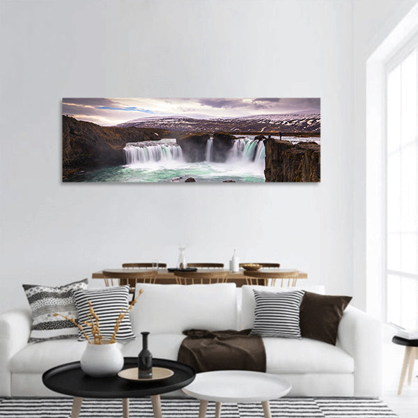 Godafoss waterfall panoramic canvas wall art