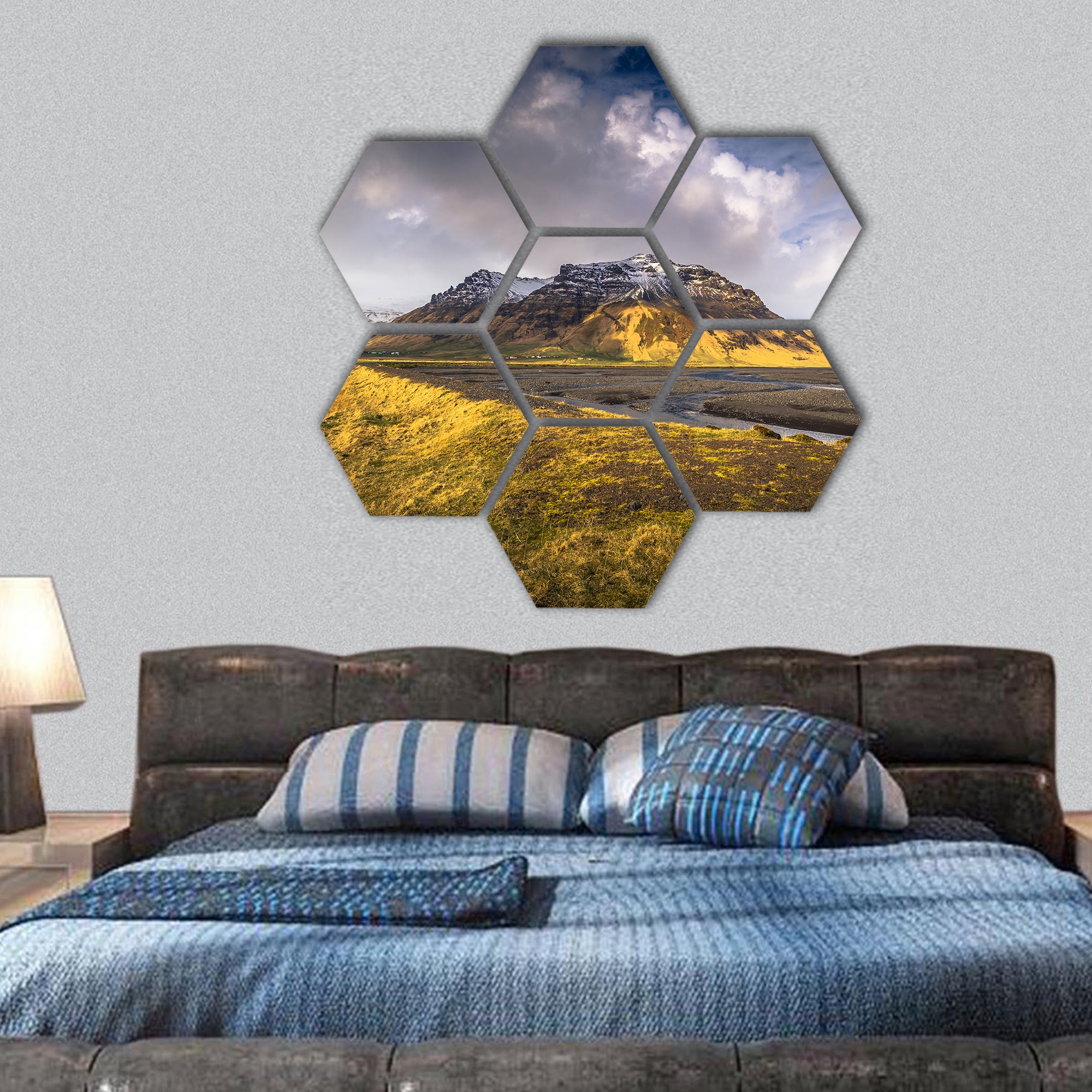 Wild landscape of Iceland hexagonal canvas wall art