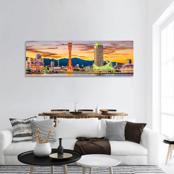 Japan port skyline panoramic canvas wall art