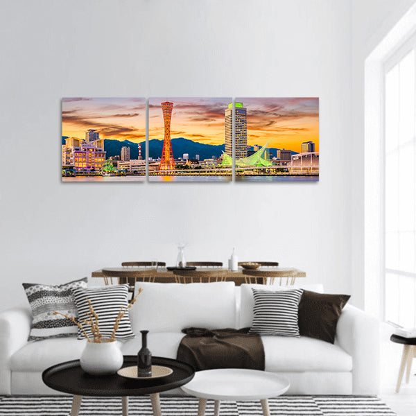 Japan port skyline panoramic canvas wall art