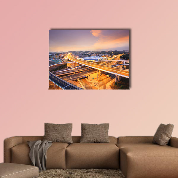 Beautiful overpass in the night multi panel canvas wall art
