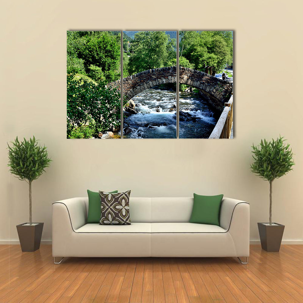 Roman Bridge located in the Ordino region of Andorra Multi panel canvas wall art