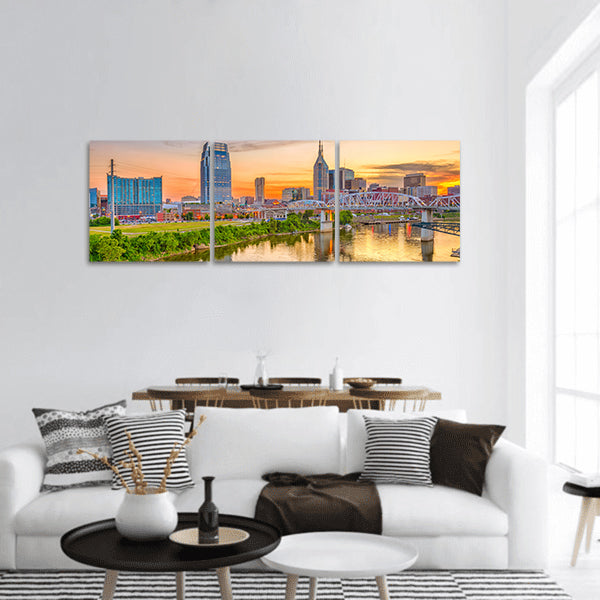 USA downtown city skyline panoramic canvas wall art