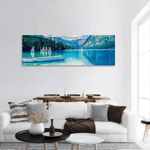 Lake Bled with Luminescent panoramic canvas wall art