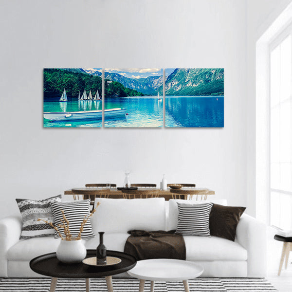 Lake Bled with Luminescent panoramic canvas wall art
