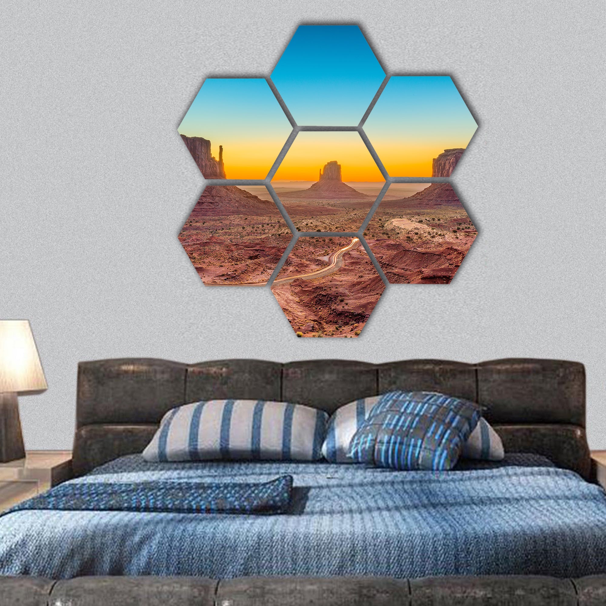 Monument Valley, Arizona, USA at dawn hexagonal canvas wall art