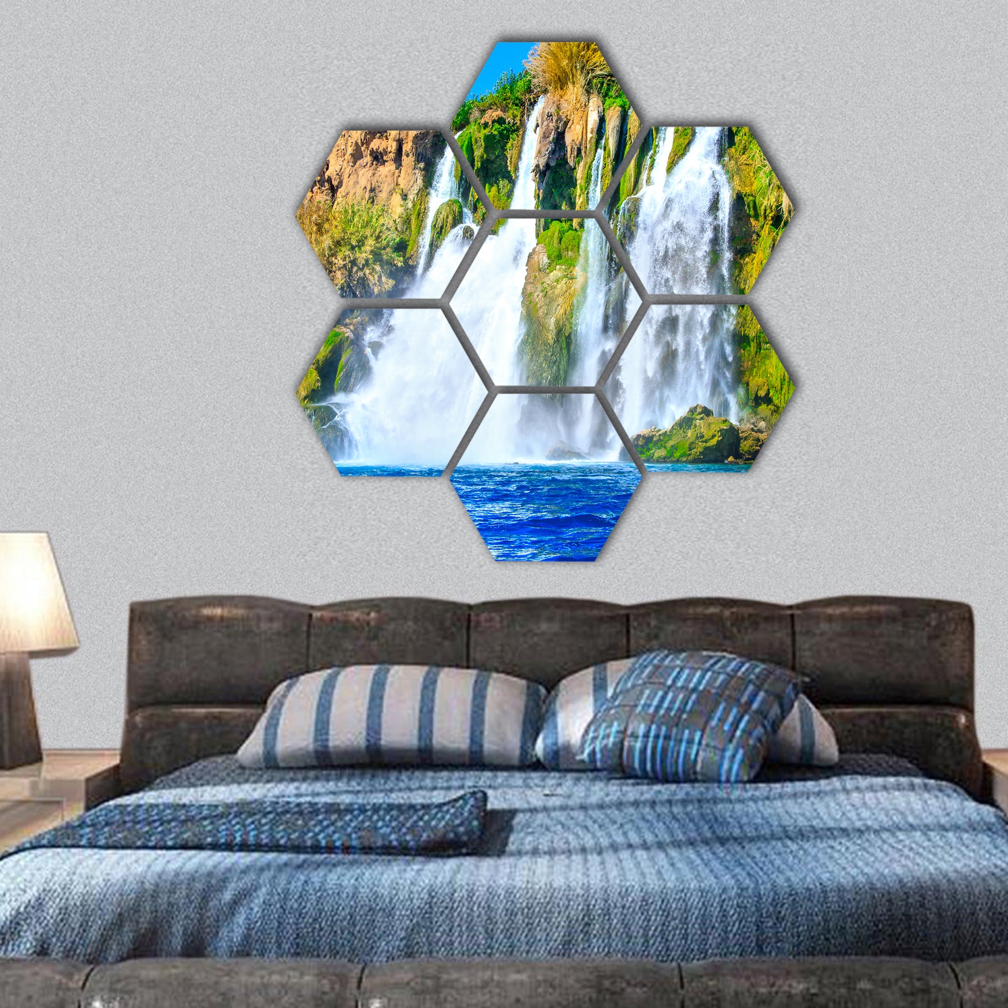 Waterfall Duden at Antalya, Turkey hexagonal canvas wall art