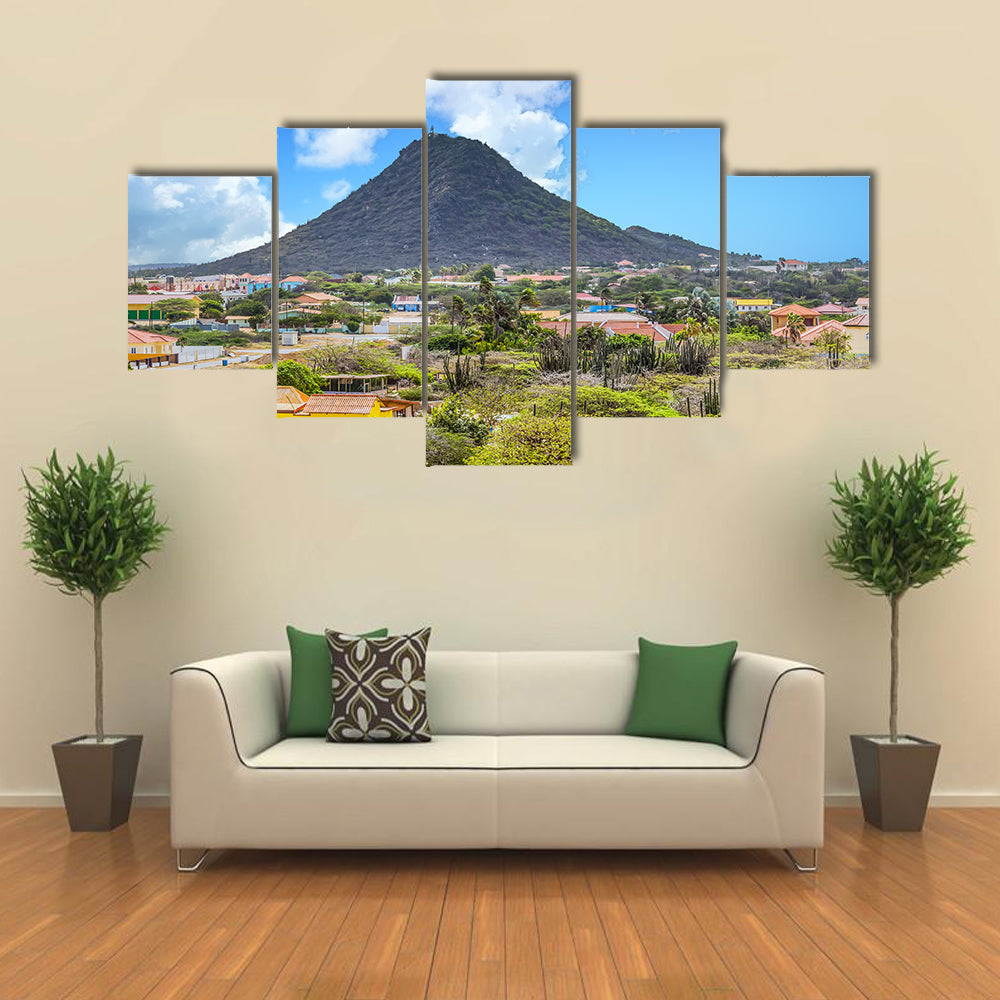Aruba Mountain Past Homes Multi panel canvas wall art