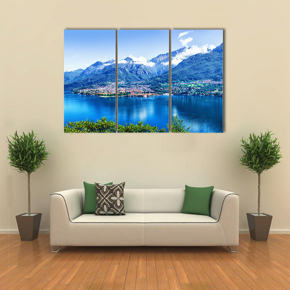 Beautiful view of Como lake panorama, Lombardy, Italy Multi panel canvas wall art