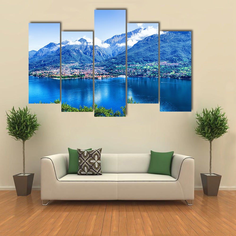 Beautiful view of Como lake panorama, Lombardy, Italy Multi panel canvas wall art