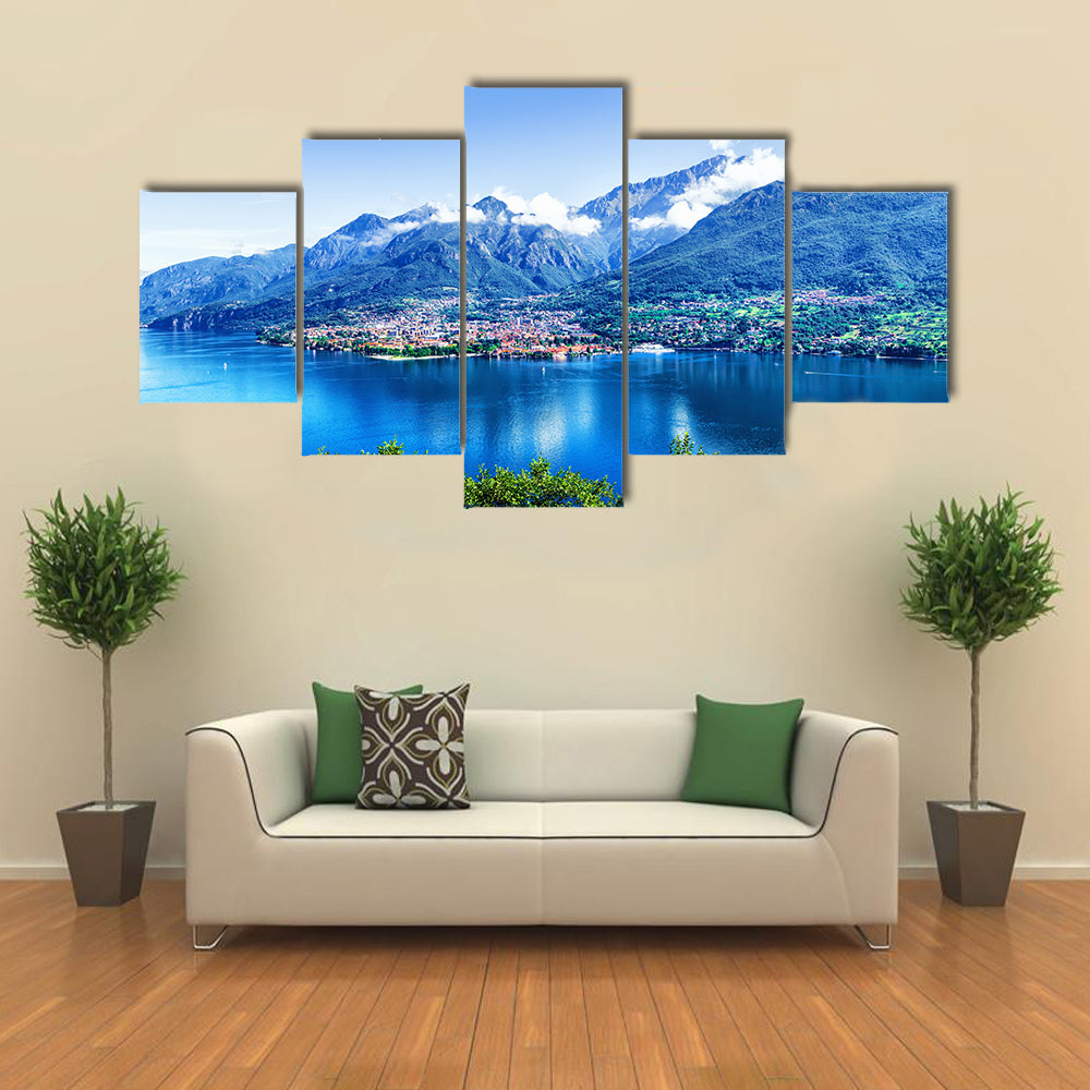 Beautiful view of Como lake panorama, Lombardy, Italy Multi panel canvas wall art