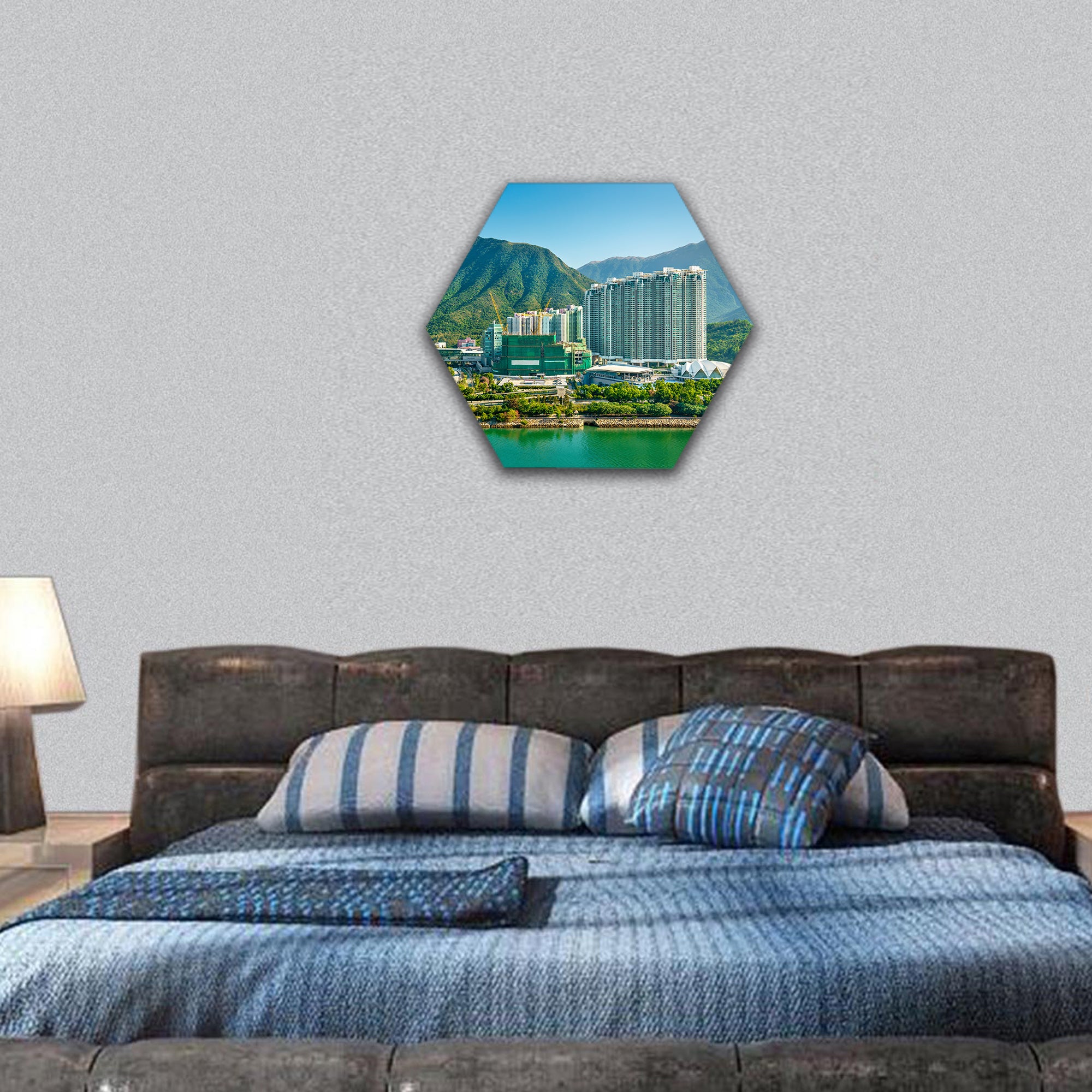 Tung Chung district of Hong Kong on Lantau Island hexagonal canvas wall art
