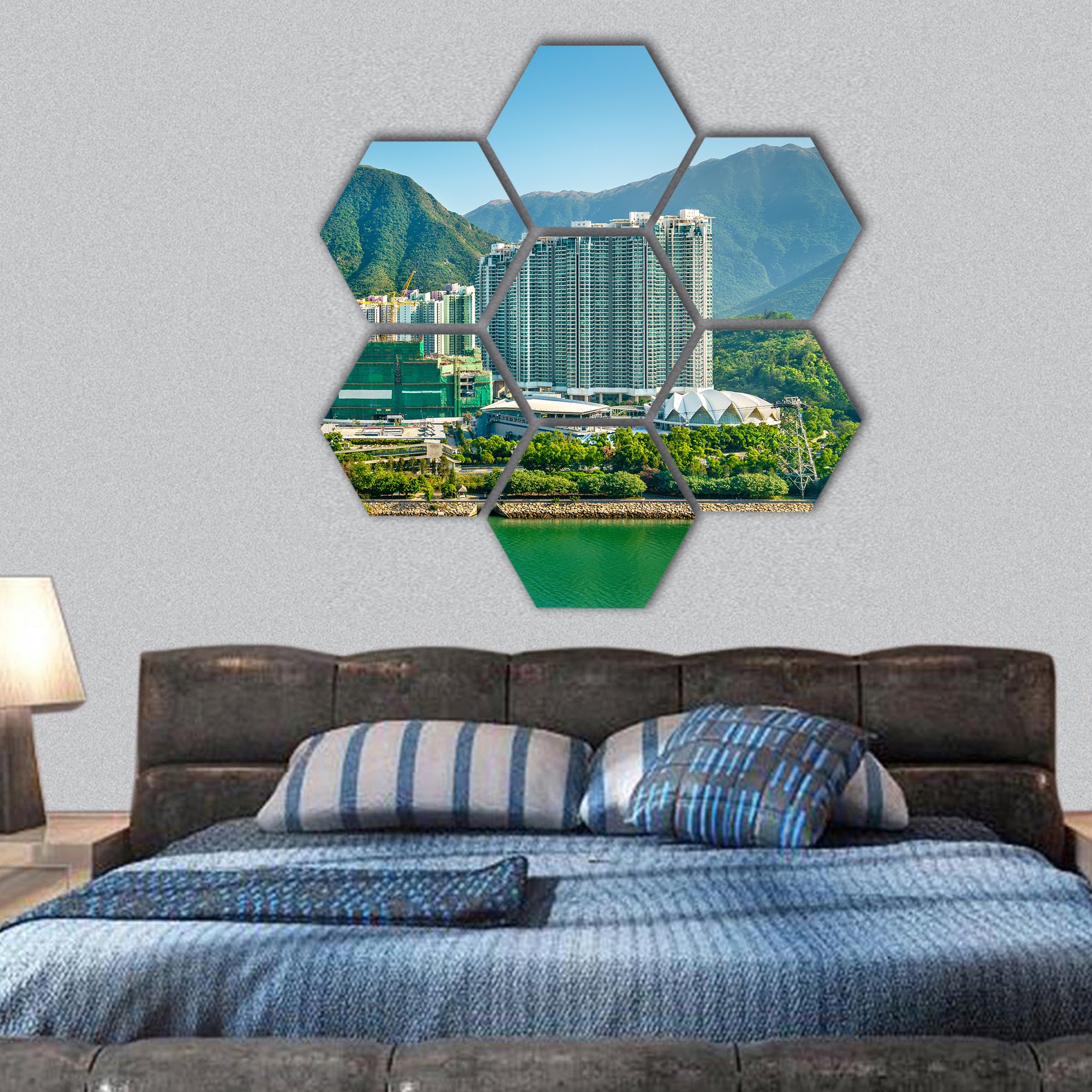 Tung Chung district of Hong Kong on Lantau Island hexagonal canvas wall art