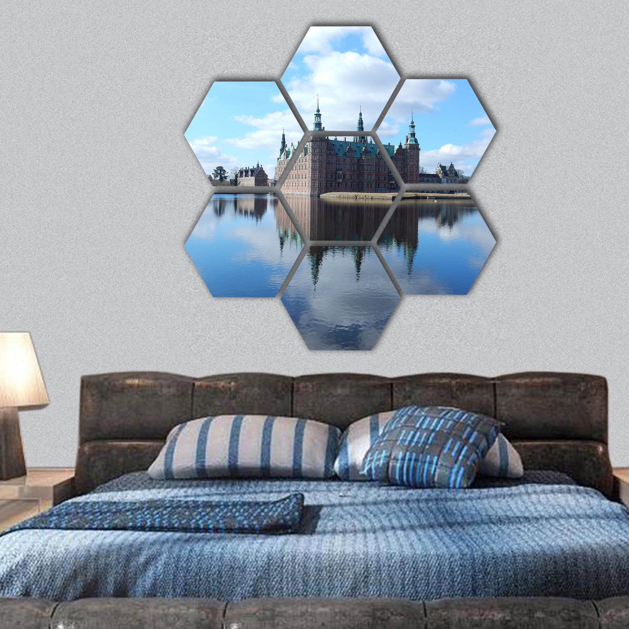 Frederiksborg castle, Hillerod, Zealand, Denmark hexagonal canvas wall art