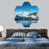 Morning fog on the lake, sunrise shot hexagonal canvas wall art