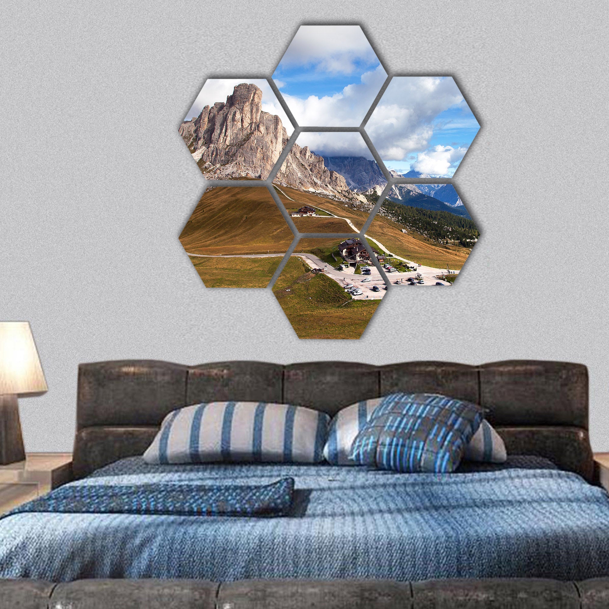 Alps Dolomites mountains, Italy hexagonal canvas wall art