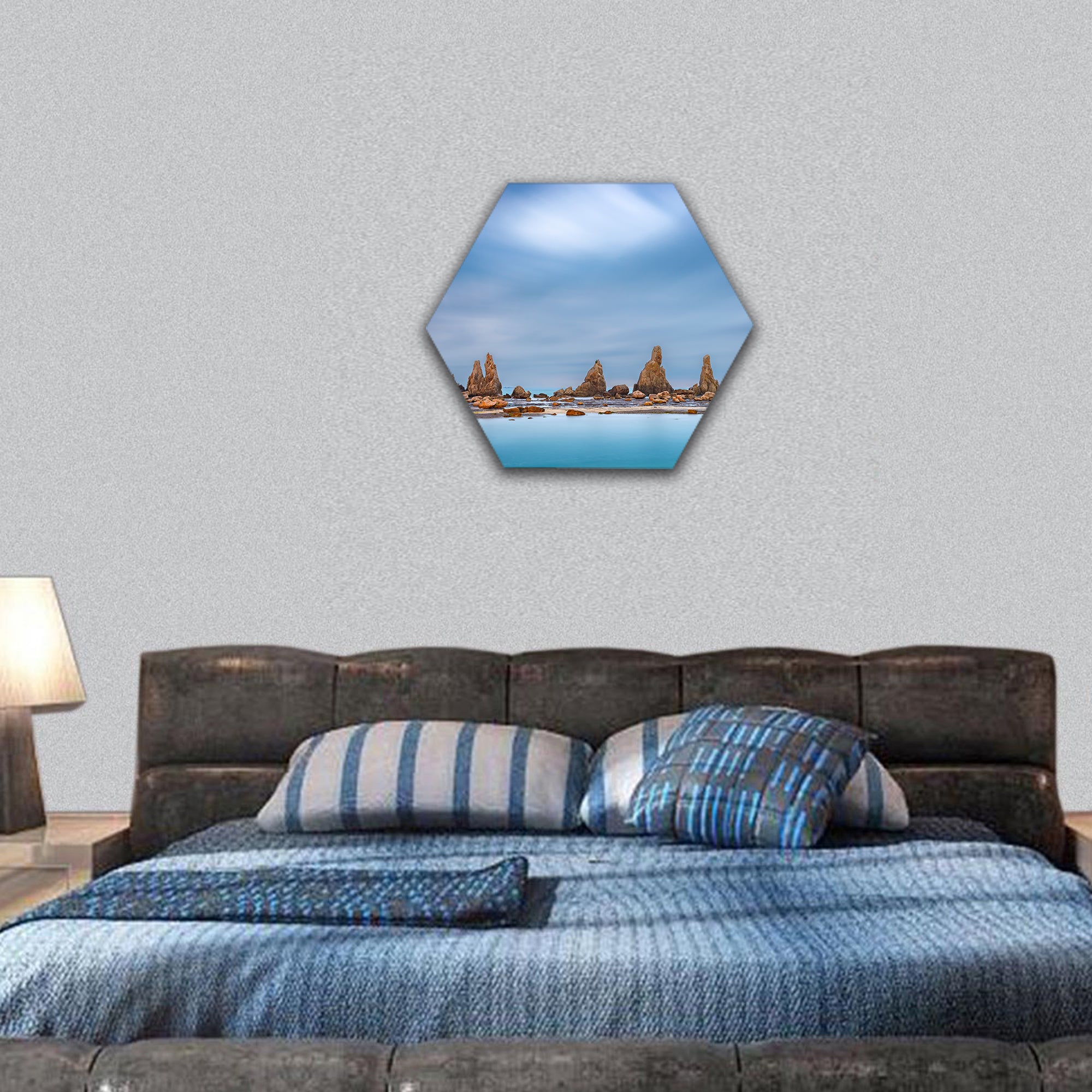 Kushimoto, Wakayama Prefecture, Hashi-gui-iwa boulders hexagonal canvas wall art