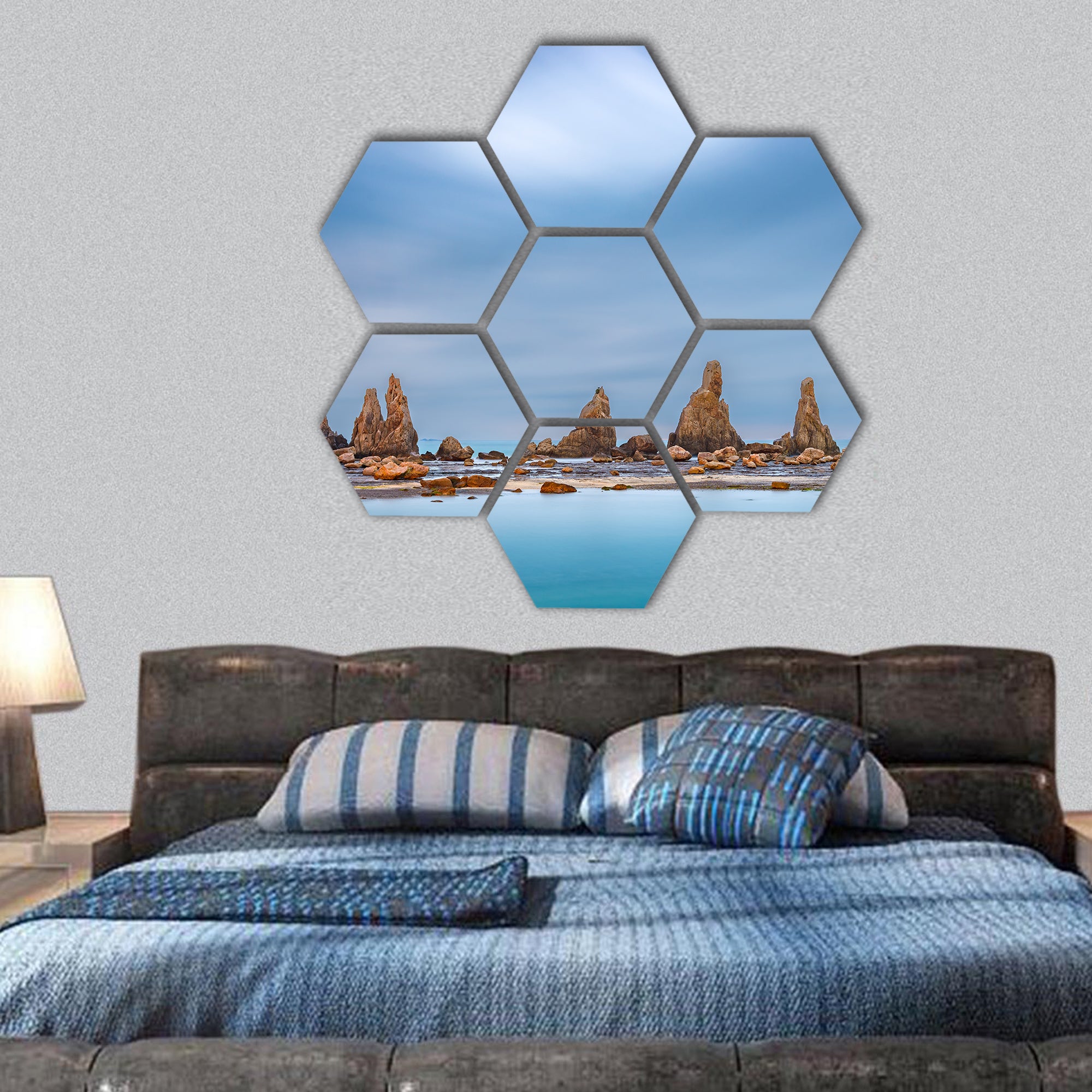 Kushimoto, Wakayama Prefecture, Hashi-gui-iwa boulders hexagonal canvas wall art