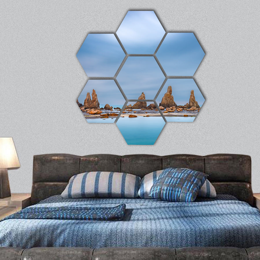 Kushimoto, Wakayama Prefecture, Hashi-gui-iwa boulders hexagonal canvas wall art