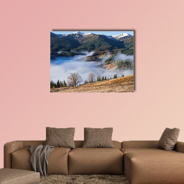 Autumn landscape in a mountain village multi panel canvas wall art