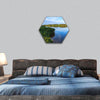 Lake Roth in Bavaria at sunset of a blue sky hexagonal canvas wall art