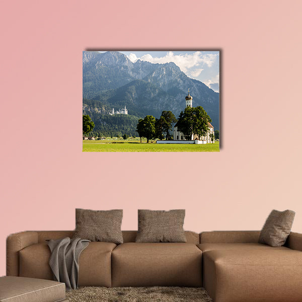 Schwangau, Germany. Scenic long shot view of St. Coloman wall art