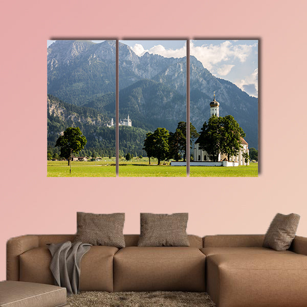Schwangau, Germany. Scenic long shot view of St. Coloman wall art