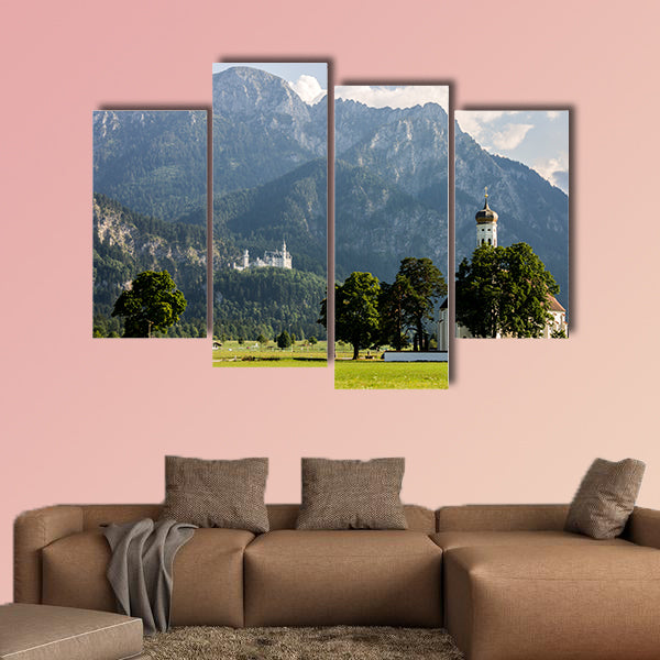 Schwangau, Germany. Scenic long shot view of St. Coloman wall art