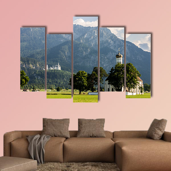 Schwangau, Germany. Scenic long shot view of St. Coloman wall art