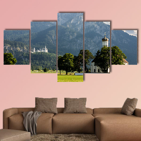 Schwangau, Germany. Scenic long shot view of St. Coloman wall art