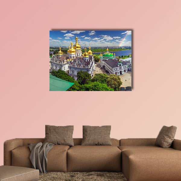 Aerial perspective of Lavra in the spring Kiev multi panel canvas wall art
