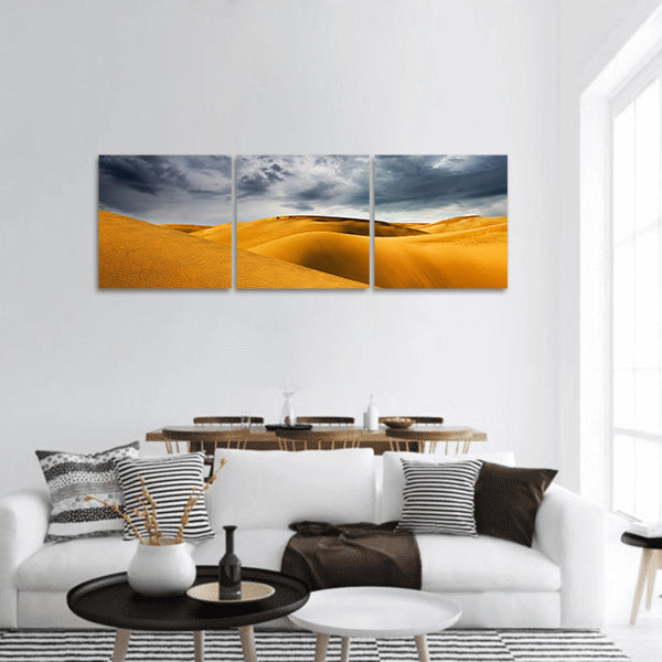 Desert Dune And Storm Sky Panoramic Canvas Wall Art