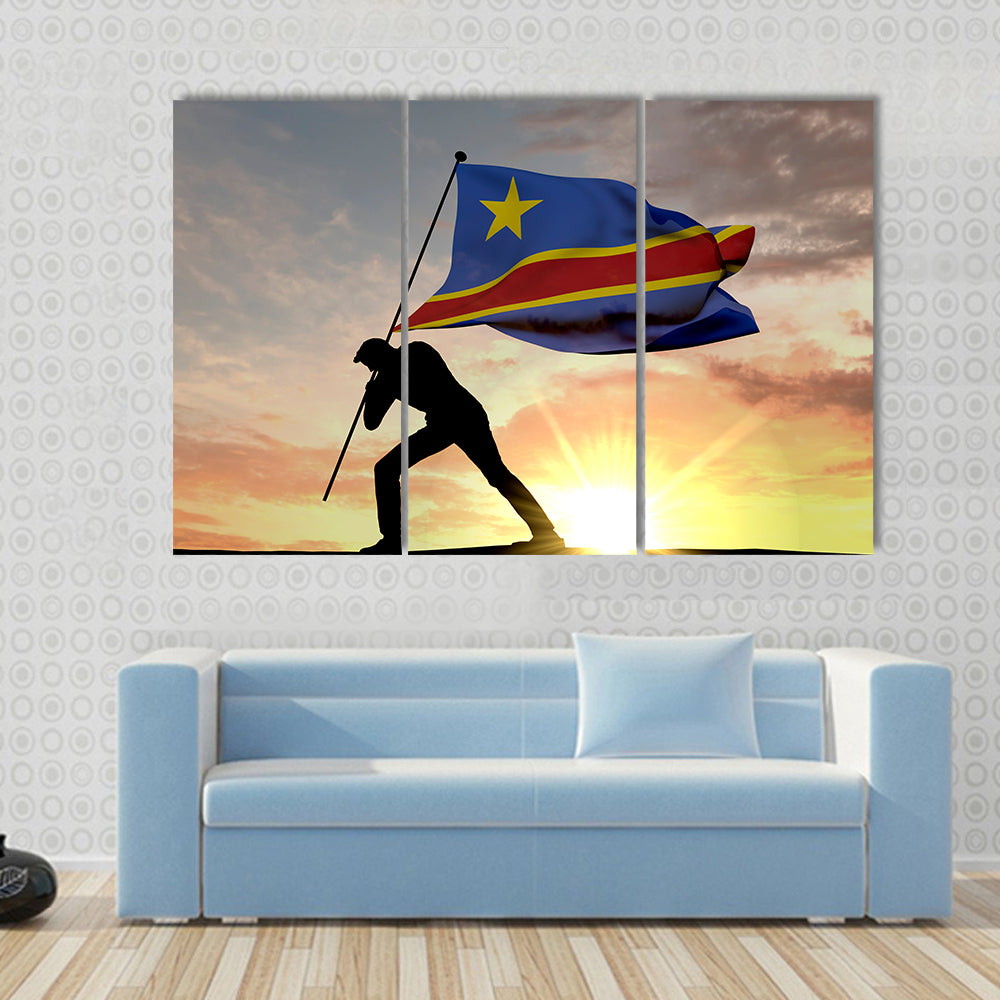 Democratic republic of Congo flag Multi panel canvas wall art