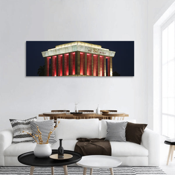 Night photo of Ho Chi Minh Mausoleum in Hanoi, Vietnam Panoramic Canvas Wall Art