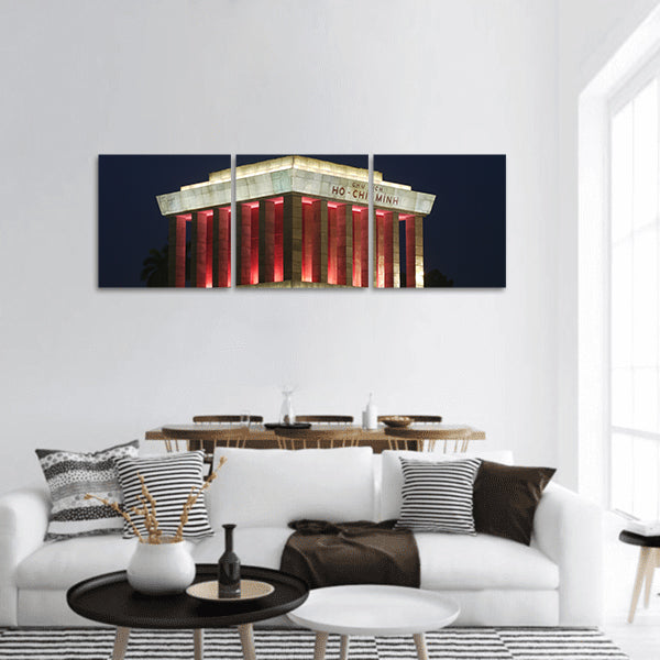 Night photo of Ho Chi Minh Mausoleum in Hanoi, Vietnam Panoramic Canvas Wall Art