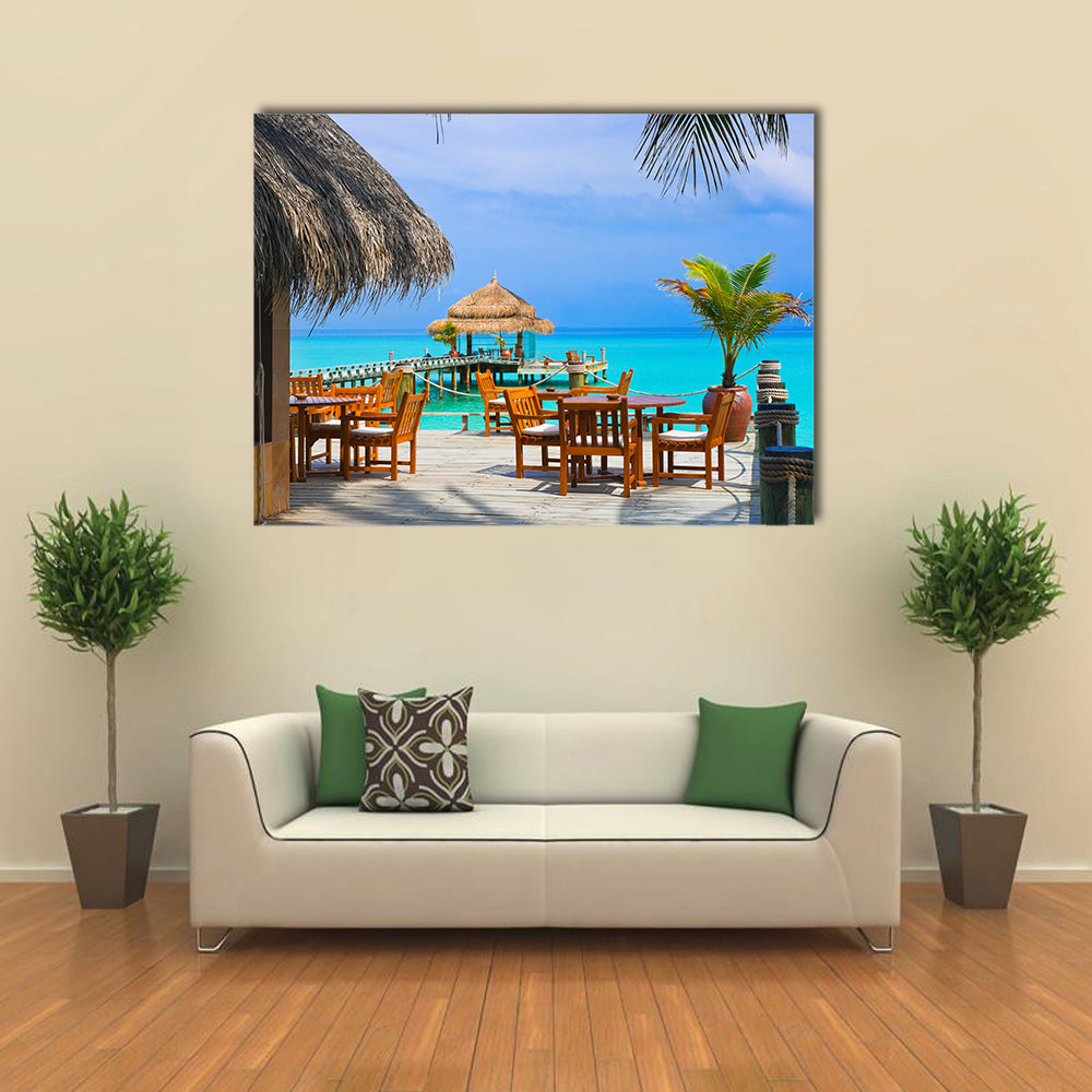 A Cafe On The Beach, Maldives, Multi Panel Canvas Wall Art
