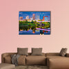 Little Rock, Arkansas, USA skyline on the river at twilight multi panel canvas wall art