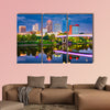 Little Rock, Arkansas, USA skyline on the river at twilight multi panel canvas wall art