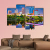 Little Rock, Arkansas, USA skyline on the river at twilight multi panel canvas wall art