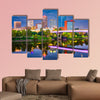 Little Rock, Arkansas, USA skyline on the river at twilight multi panel canvas wall art